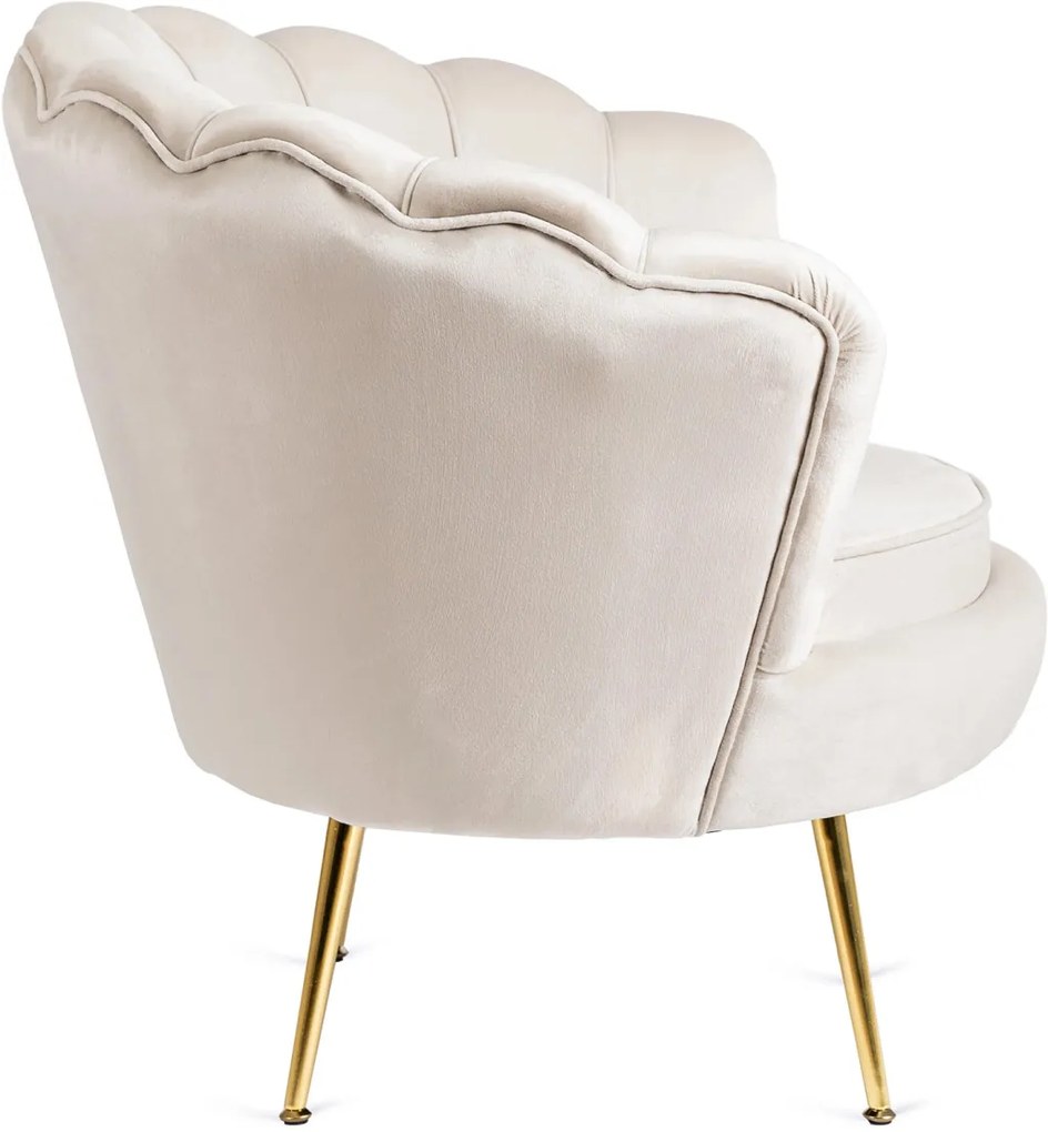 Elegáns Fotel Krém Bársony Kárpittal, Aranyszínű Lábakkal. ANGEL