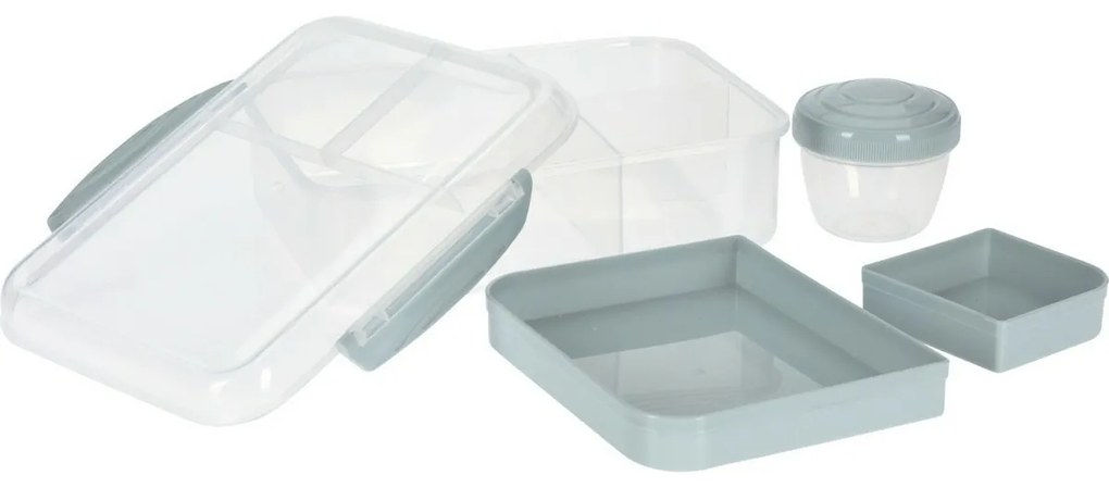 EH ebédszállító rekeszes doboz dressing tárolóval, szürke