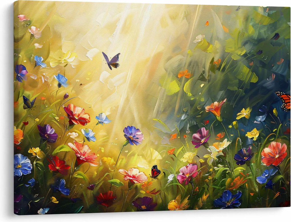 Kép - Tavaszi virágos rét, festmény (70x50 cm)