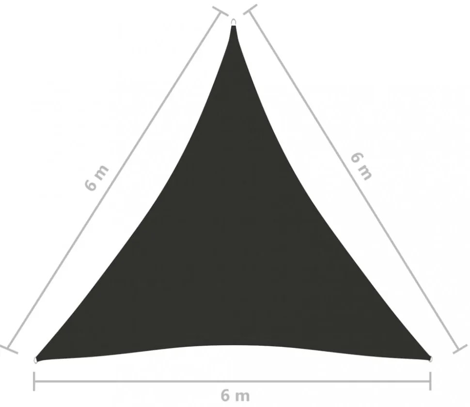 antracitszürke háromszög alakú oxford-szövet napvitorla 6x6x6 m