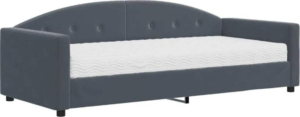 vidaXL sötétszürke bársony heverő matraccal 90 x 200 cm