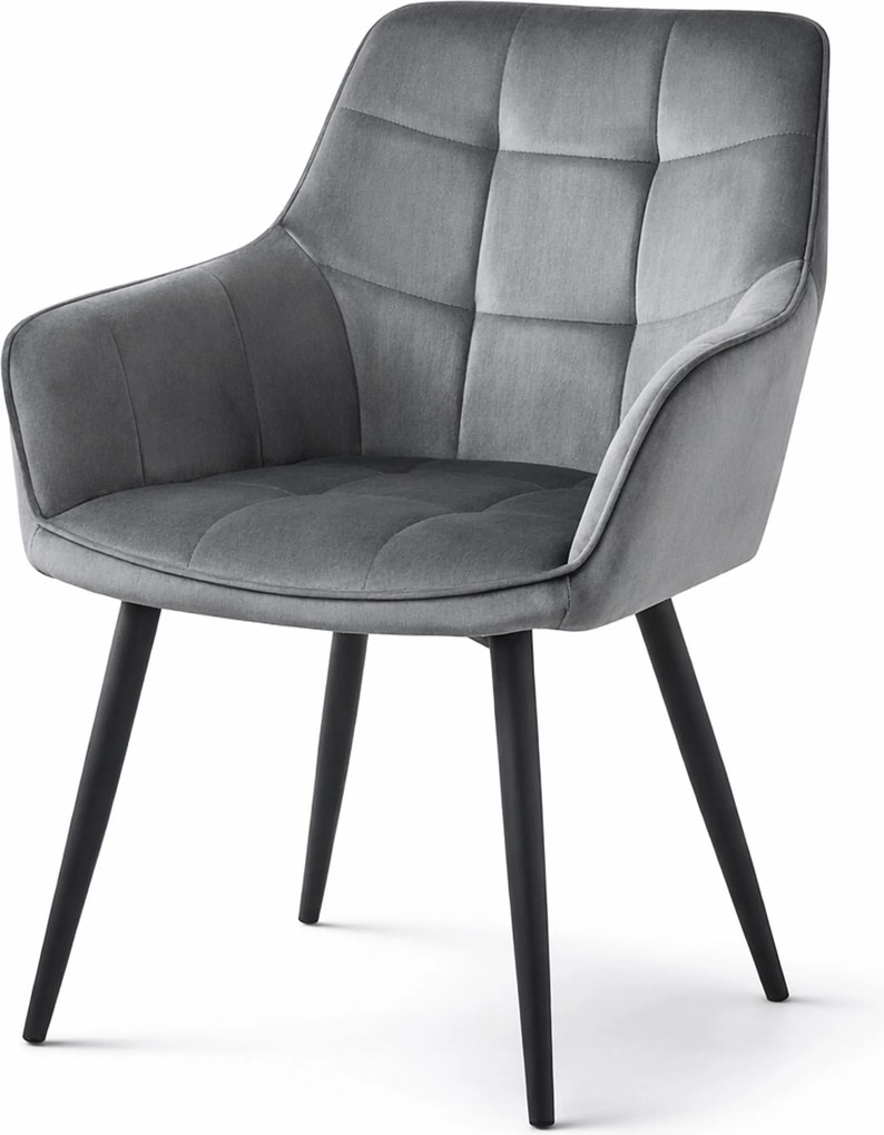 Étkezőfotel VARSI VELVET fekete lábakkal, szürke