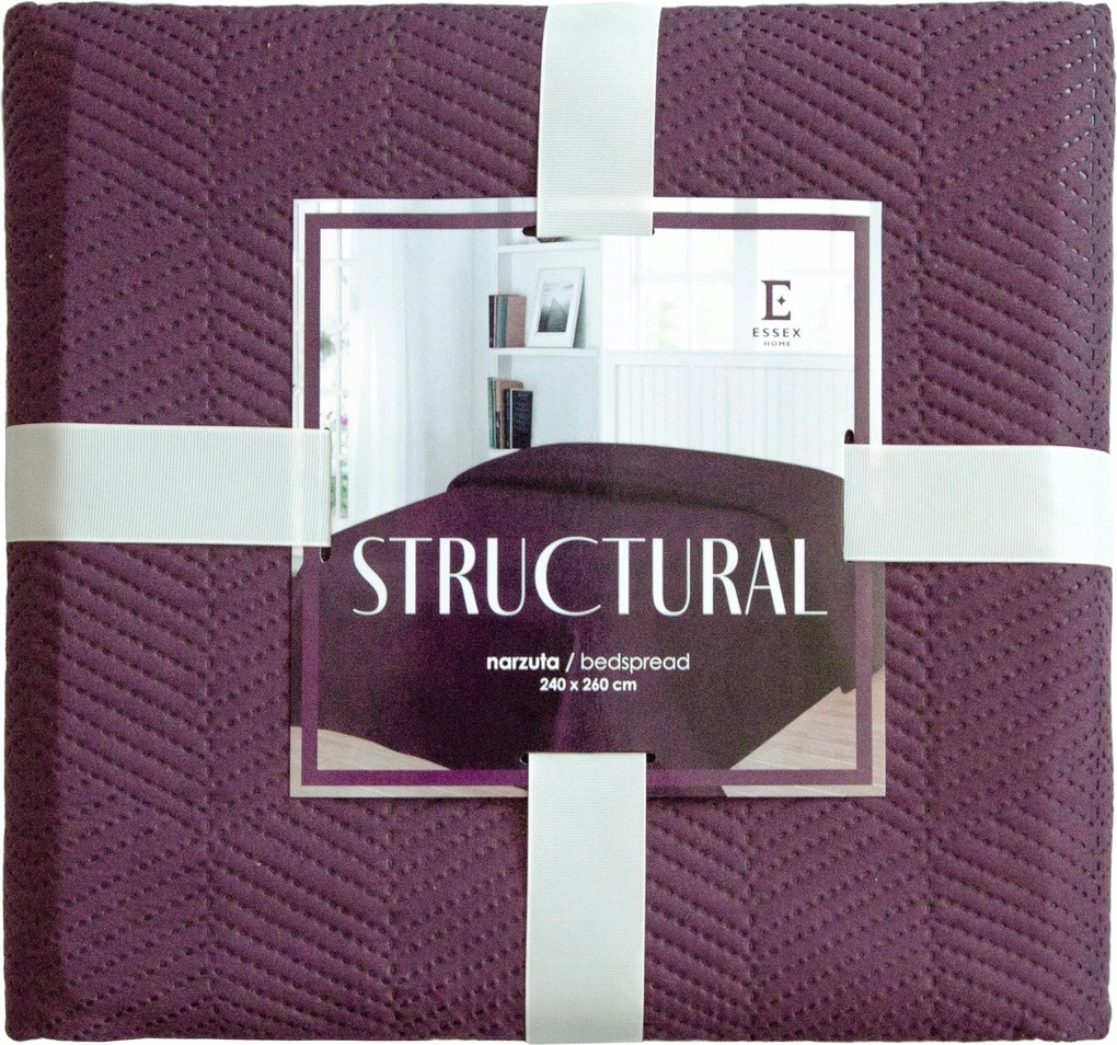 Burgundi ágytakaró 170x210 cm, halszálkára emlékeztető mintával steppelve