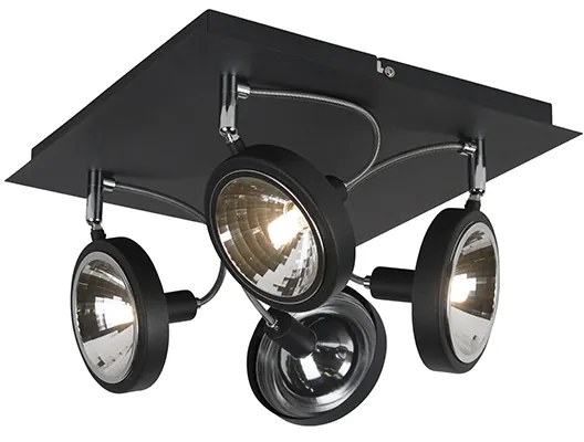 Design spotlámpa fekete 4-lámpás állítható - Nox