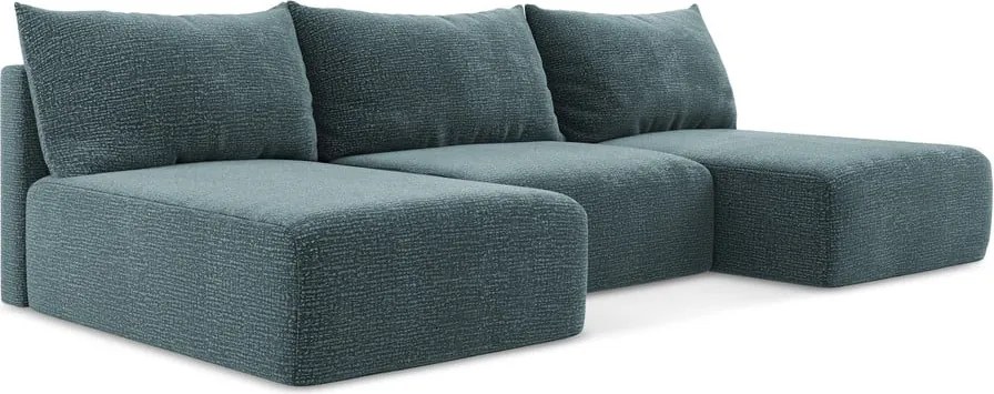 Türkiz kinyitható-tárolóhelyes sarokkanapé Kalena – Makamii