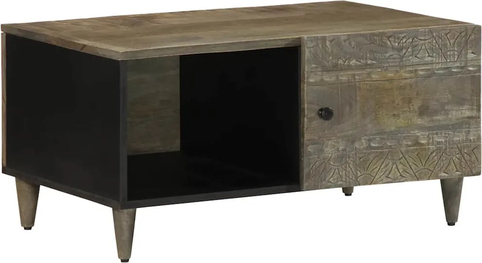 vidaXL világosszürke tömör mangófa dohányzóasztal 80 x 50 x 40 cm