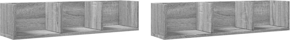 vidaXL 2 db szürke sonoma színű szerelt fa faliszekrény 75x18x16,5 cm