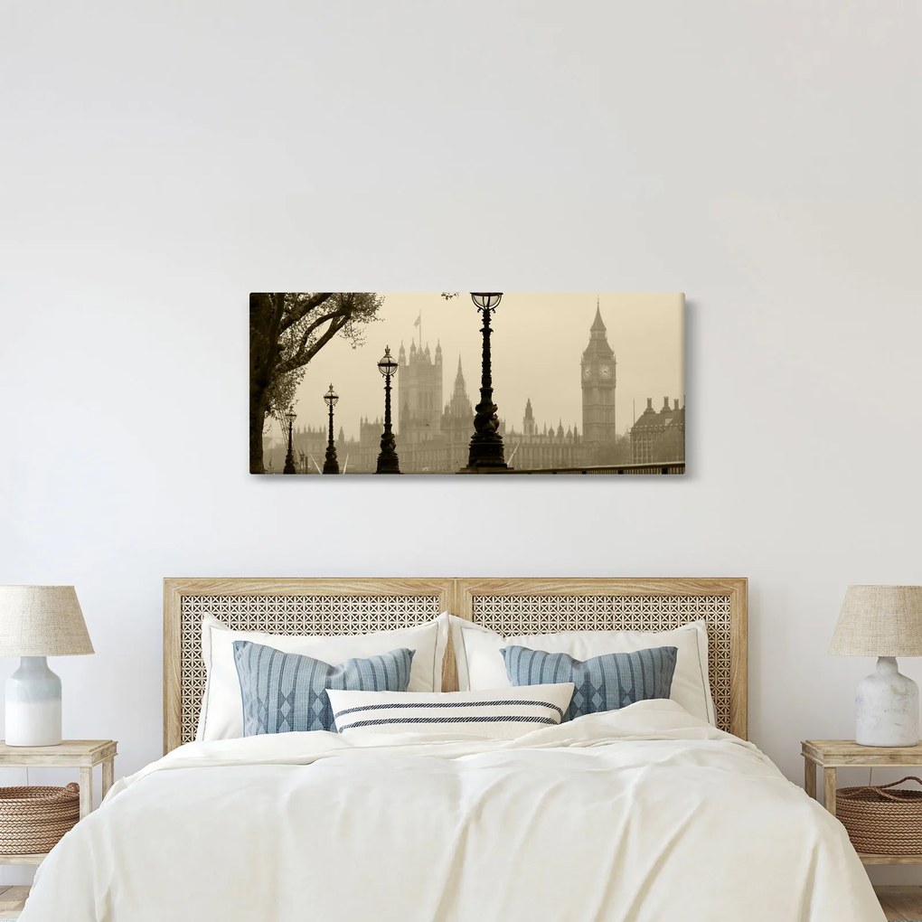 Kép - London a ködben, Anglia (120x50 cm)