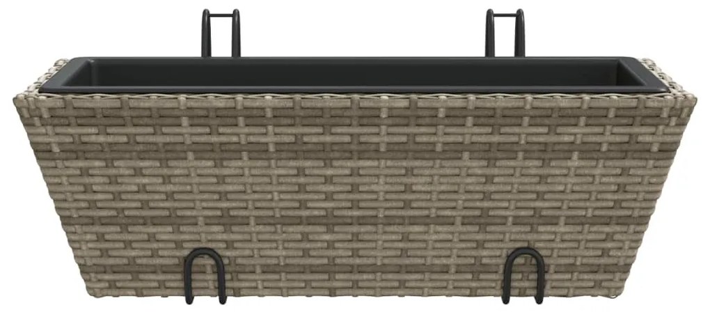 2 db szürke polyrattan növénytartó horoggal