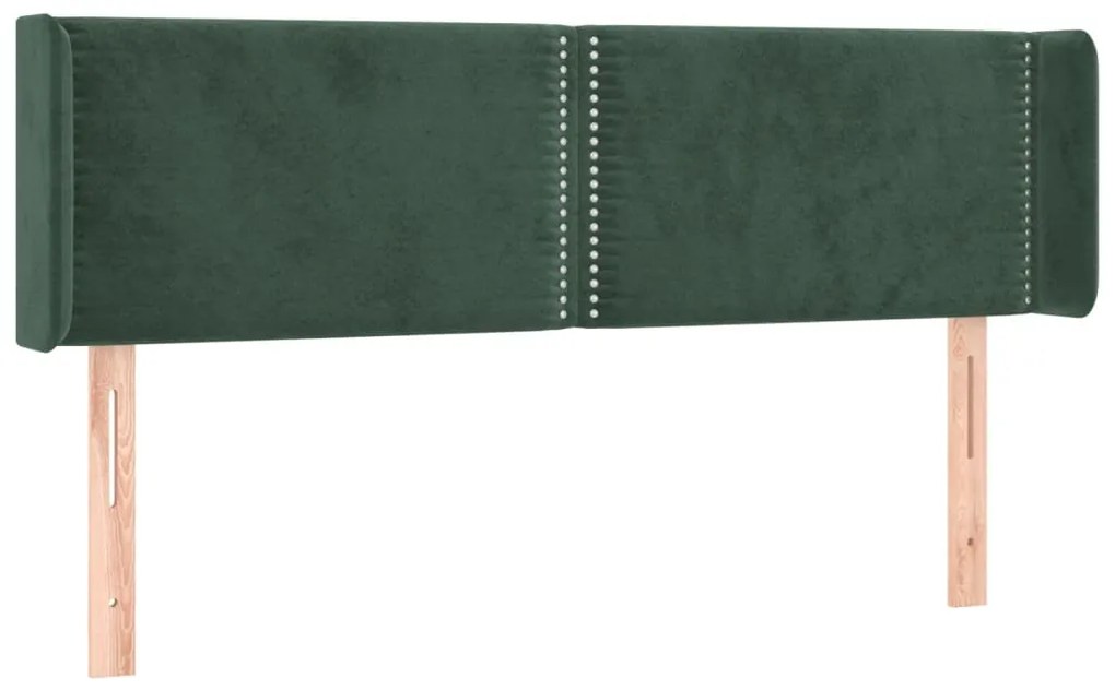 sötétzöld bársony LED-es fejtámla 147 x 16 x 78/88 cm