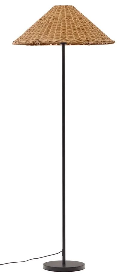 Fekete-natúr színű állólámpa rattan búrával (magasság 154 cm) Urania – Kave Home