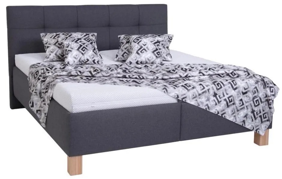 Kárpitozott MARIA ágy matraccal és ágyneműtartóval 160x200 cm szürke