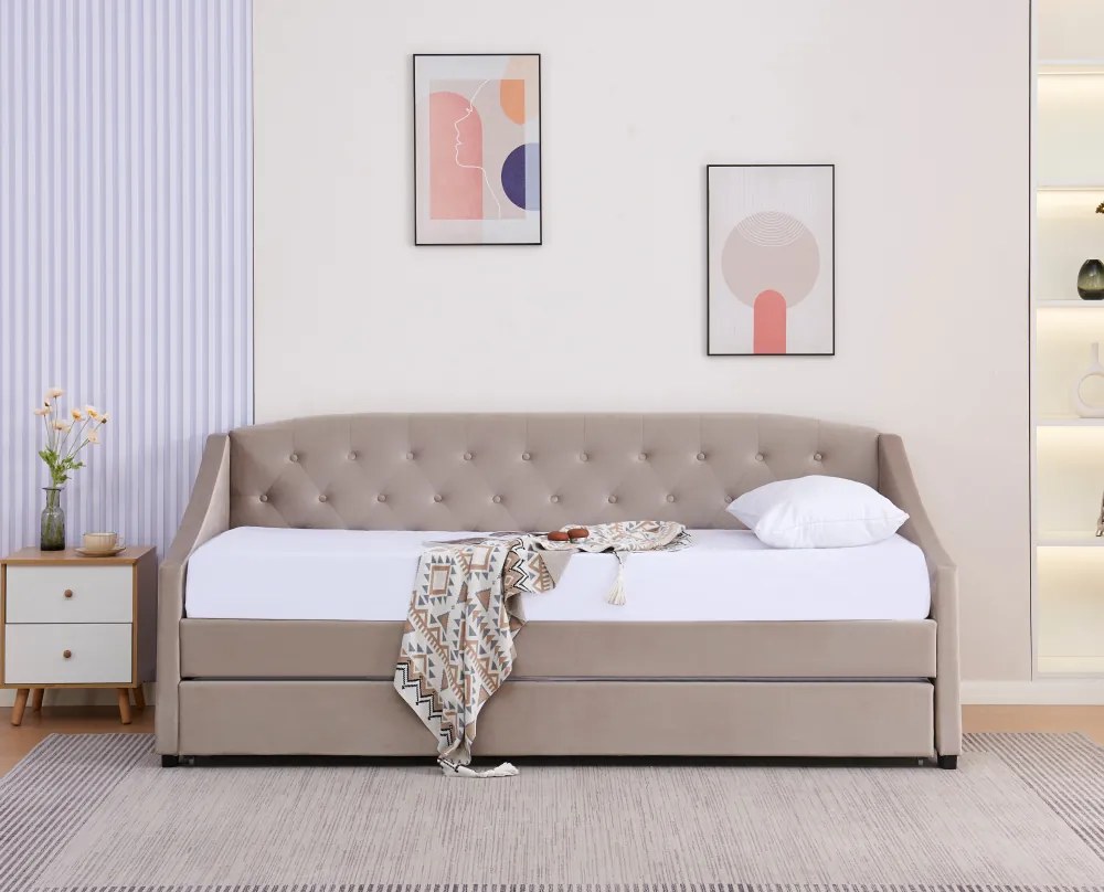 Kihúzható ágy, barnásszürke Taupe, ALODA