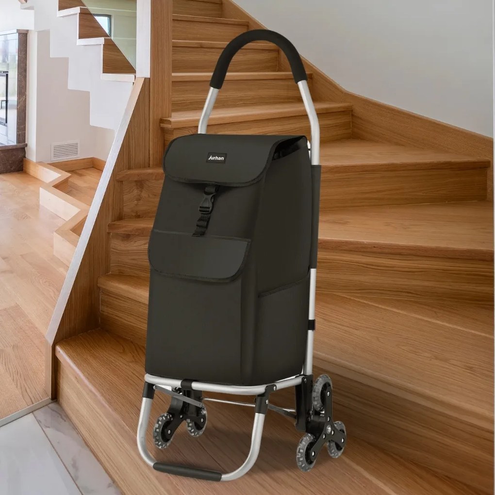 Jurhan Shopper bevásárlótáska, kerekeken, lépcsőhöz 45L, 101x45x39 cm, fekete