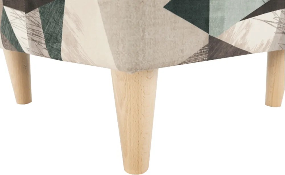 Füles fotel puffal, szövet barna-zöld minta, ASTRID