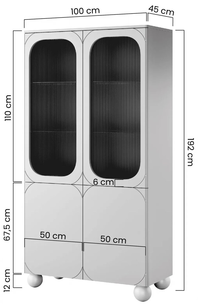 Sonatia II vitrin 100 cm négyajtós - bordó