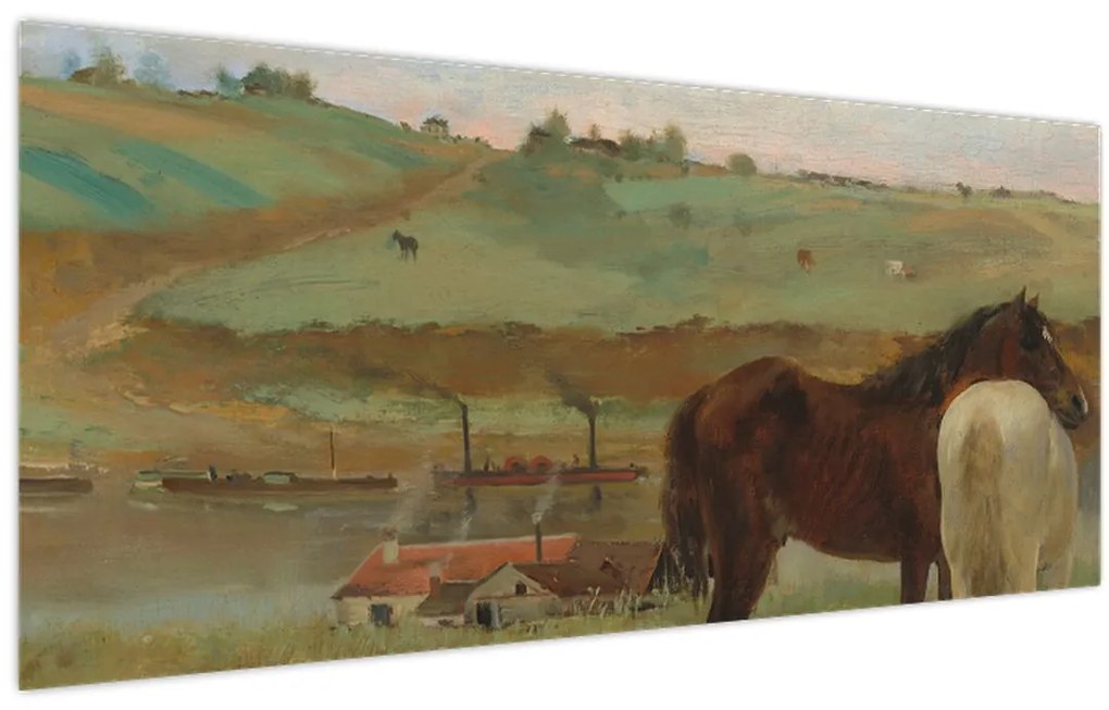 Kép - Edgar Degas, Horses in a Meadow, reprodukciók (120x50 cm)