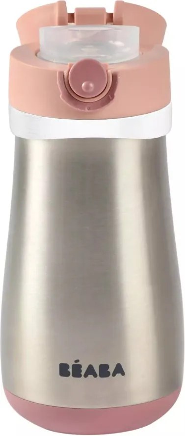 Béaba Rozsdamentes Acél Palack + Fogantyú - 350 ml - Sötét rózsaszín -