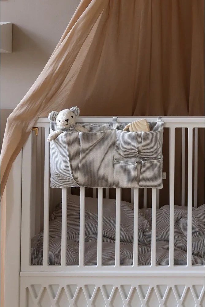 Világoskék bio pamut zsebes tároló kiságyra 42 cm Classic Stripes Blue – Cam Cam Copenhagen