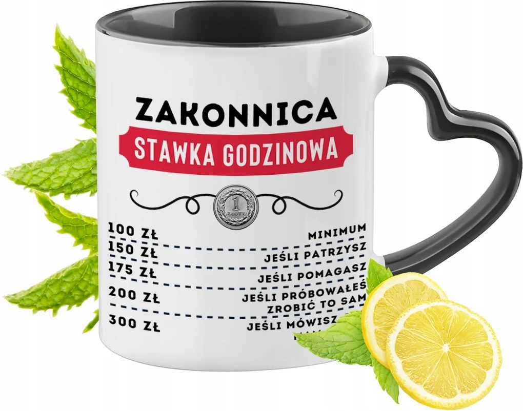 Fekete bögre szív alakú füllel apácáknak ajándékba