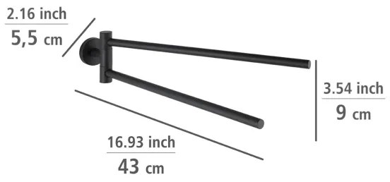 WENKO 24238100-törölközőtartó BOSIO BLACK 5,5x43 cm rozsdamentes acél/ezüst