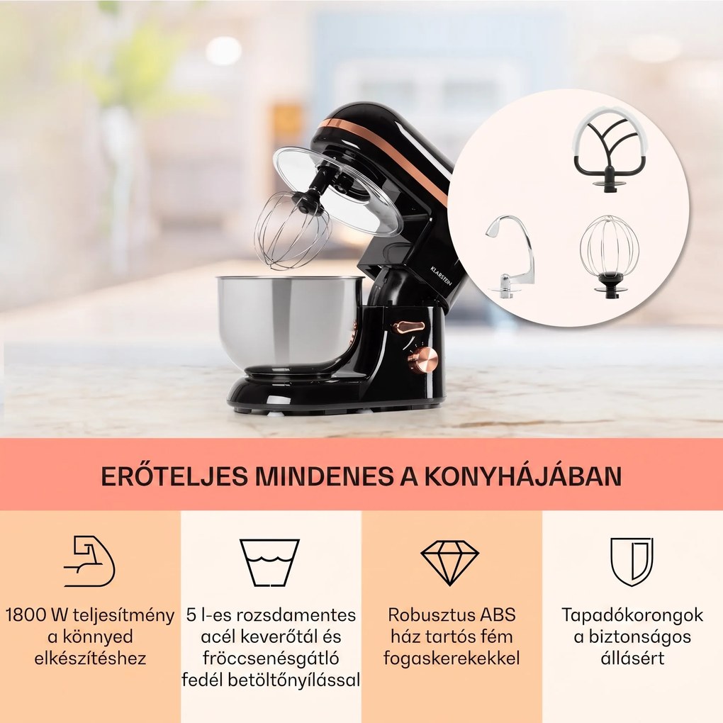 Klarstein Bella Elegance, konyhai robotgép, 1800 W, 1,7 PS, 6 fokozat, 5 L