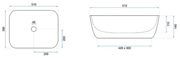 REA-U6647 - Asztallapra helyezhető mosdó FREJA 39,5x51 cm kerámia/szürke/márványminta