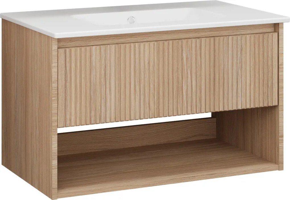TMP SLIM STRIPE 60 fali függesztett fürdőszobabútor - SKY E-8099-60 porcelán mosdóval - 61 x 46 cm
