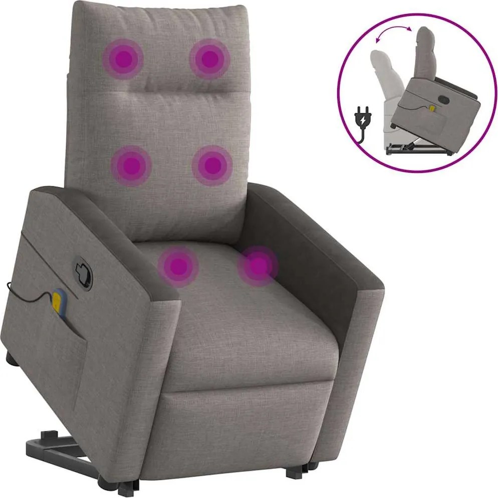 vidaXL tópszínű szövet dönthető masszázs- és állófotel