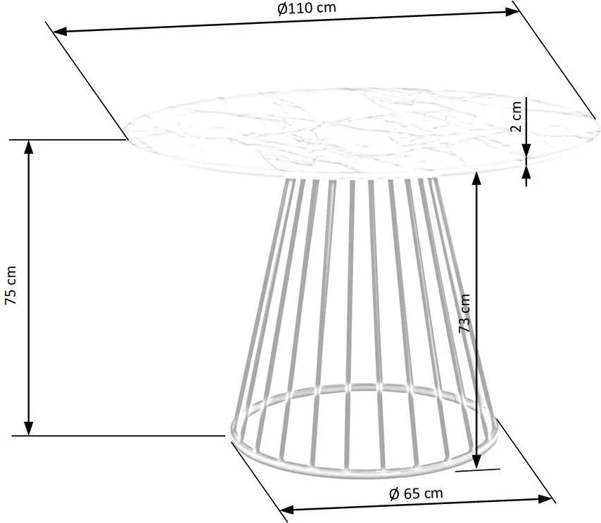 Brodway étkezőasztal fehér 110cm