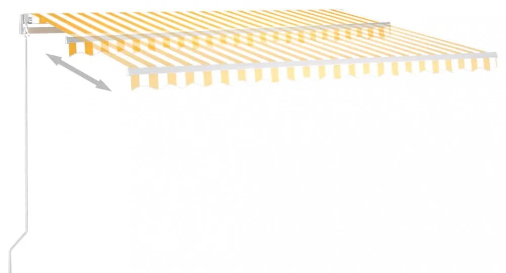 sárga-fehér szélérzékelős és LED-es napellenző 4 x 3,5 m