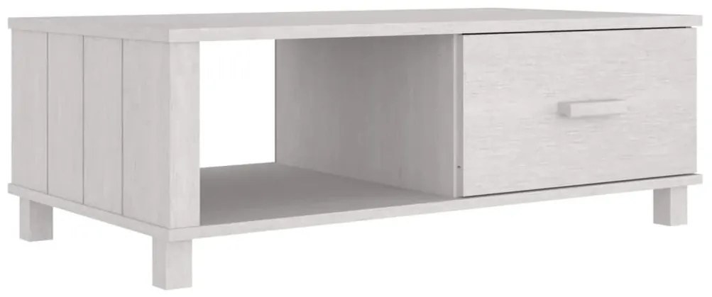 HAMAR fehér tömör fenyőfa dohányzóasztal 100 x 55 x 35 cm
