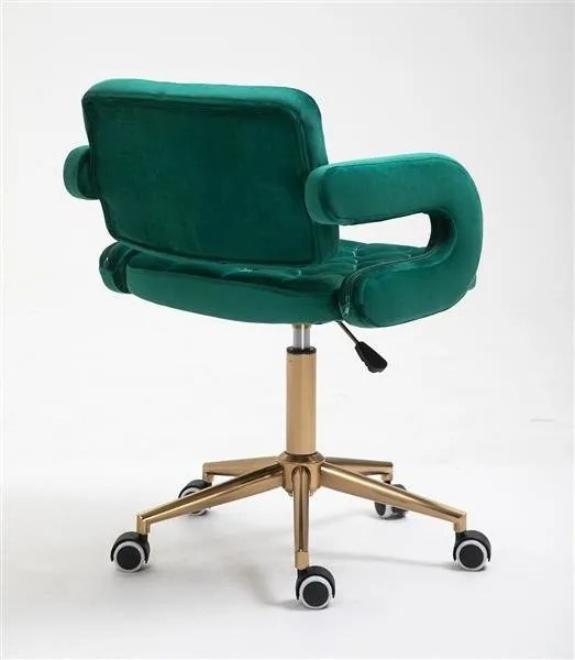 HR8403K Sötétzöld modern velúr szék arany lábbal