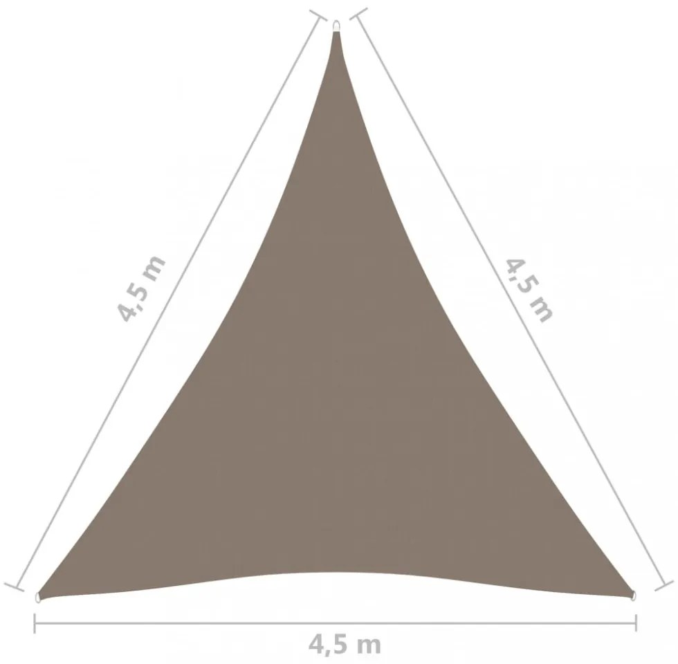 tószínű háromszögű oxford-szövet napvitorla 4,5x4,5x4,5 m