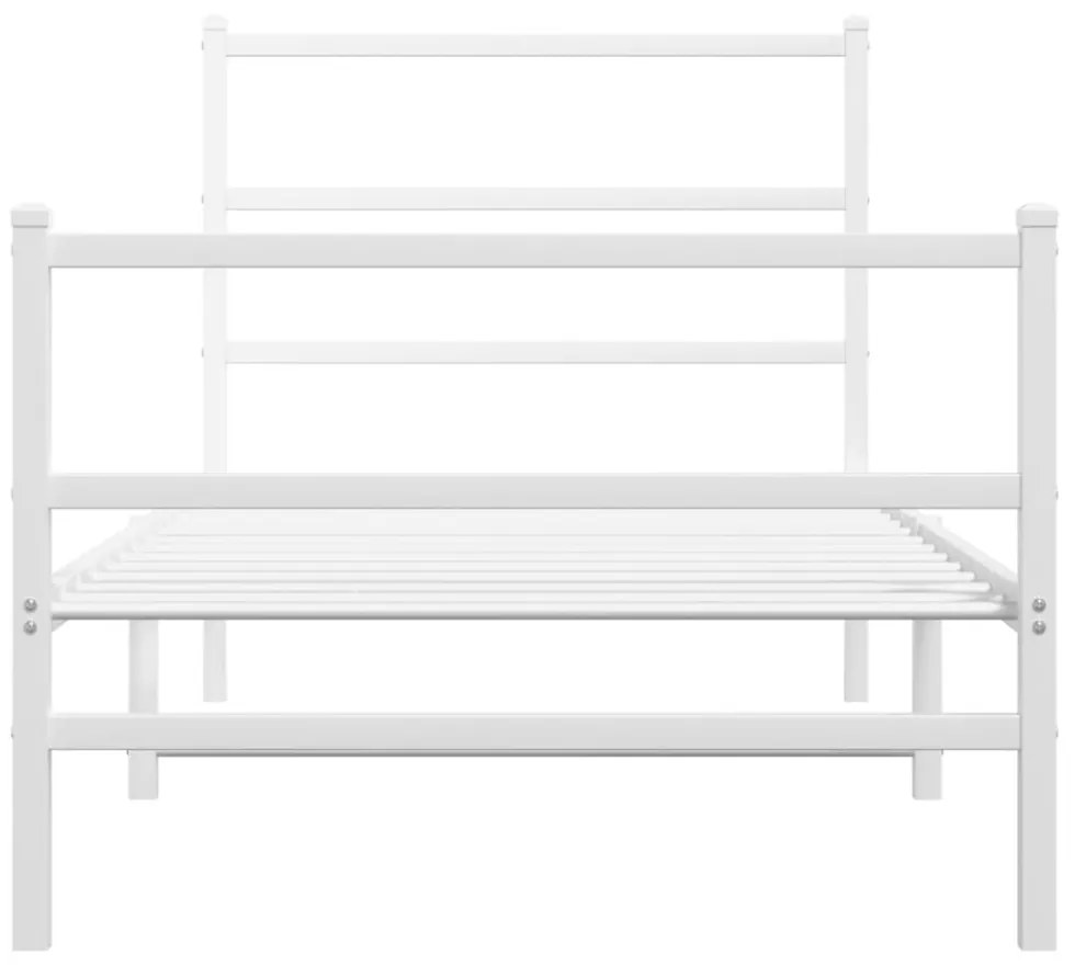 fehér fém ágykeret fej- és lábtámlával 90 x 200 cm