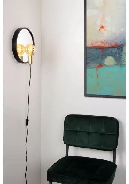 Lucide 36213/31/30 - Fali lámpa tükörrel REFLEX 1xE27/25W/230V fekete