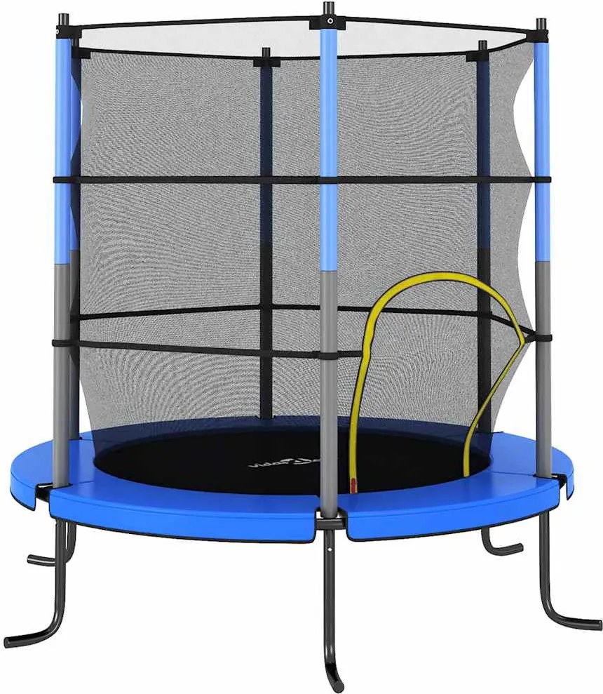 vidaXL kerek kék trambulin védőhálóval 140 x 160 cm