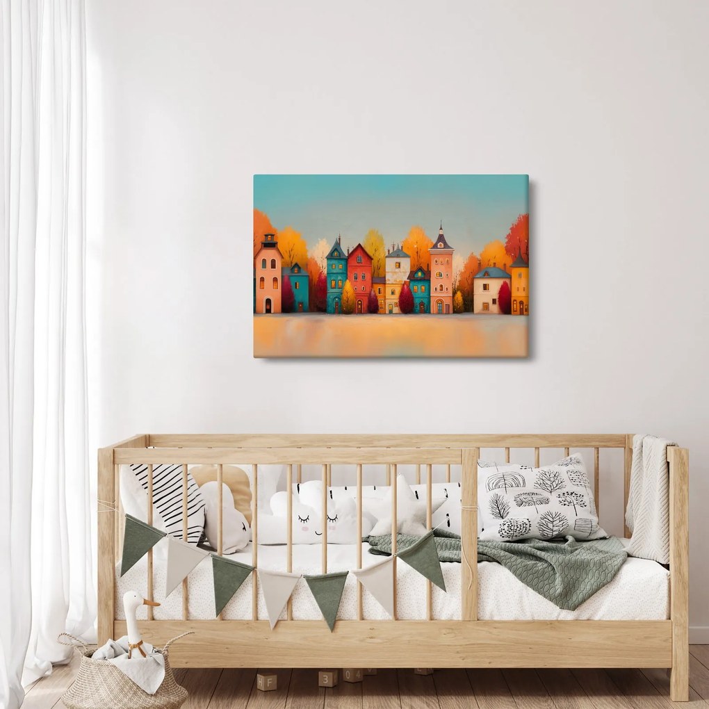 Kép - Őszi falu (90x60 cm)