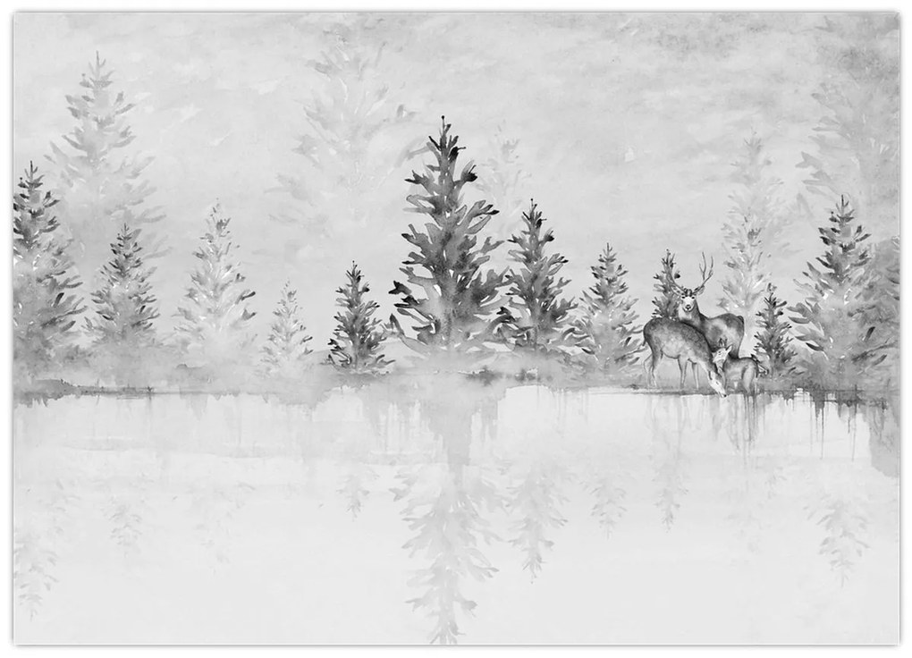 Kép - Szarvas a tónál (70x50 cm)