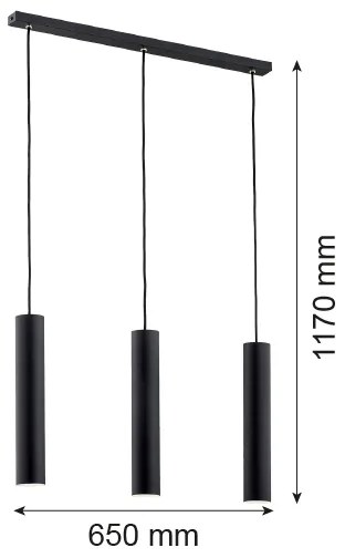 Argon 6112 - Csillár zsinóron GOMERA 3xGU10/5W/230V fekete