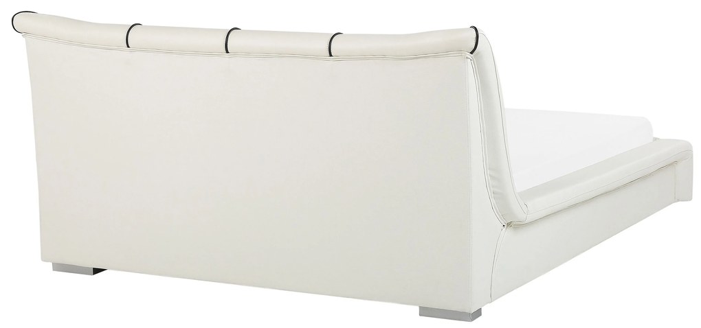 Dekoratív Fehér Bőr Vízágy LED Világítással 140 x 200 cm NANTES Beliani