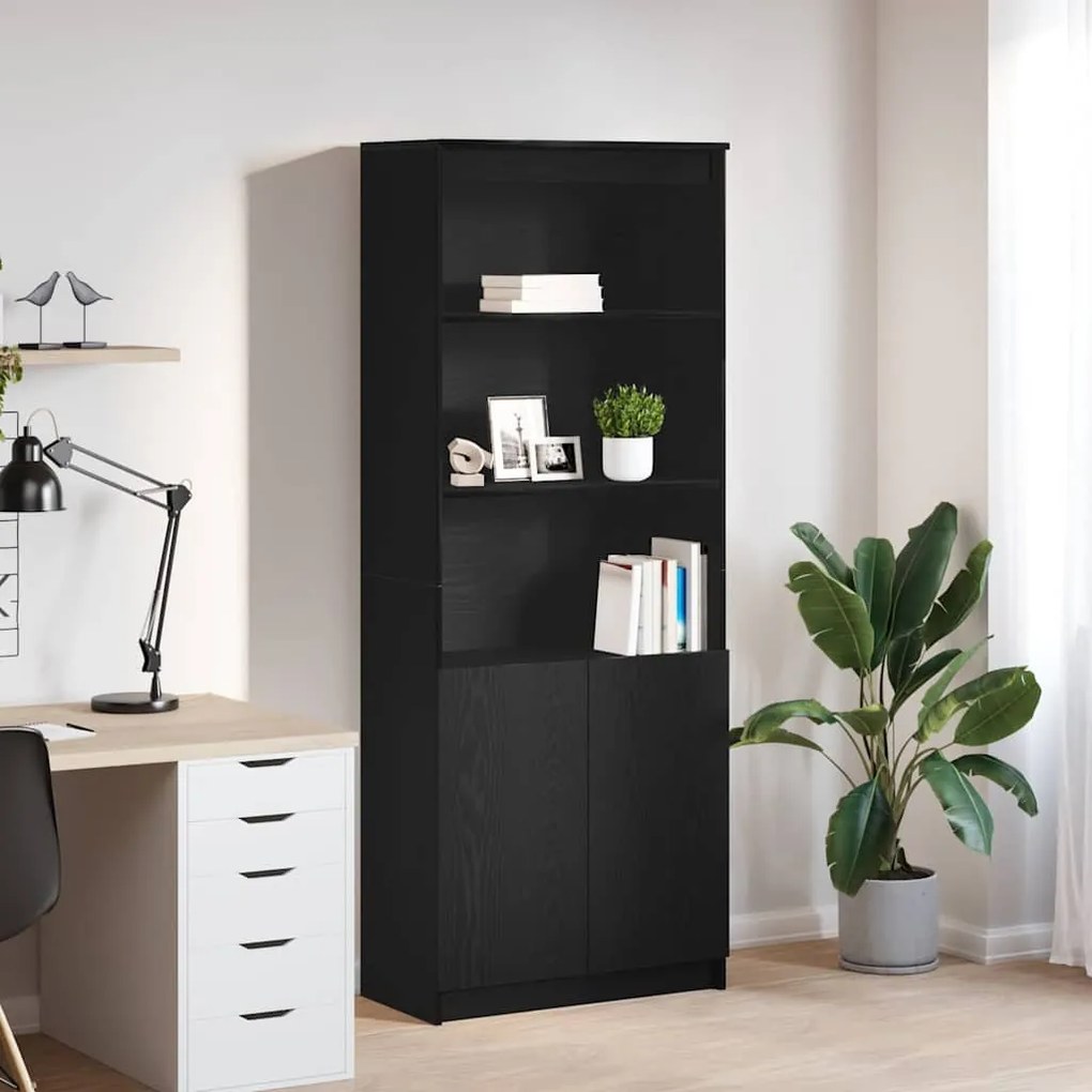 fekete tölgy szerelt fa magasszekrény 70 x 35 x 180 cm