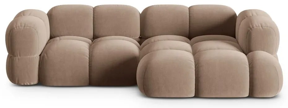 Barna bársony sarokkanapé (jobb oldali-heverő résszel) Loretto – Cosmopolitan Design