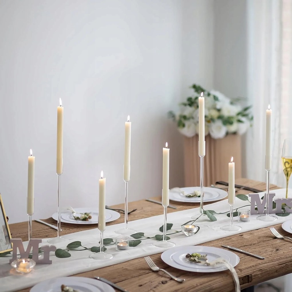 Üveg Gyertyatartók Elegáns Vintage Dekoráció 12 Db-os Szett