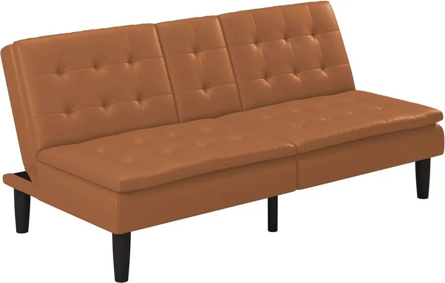 Konyakbarna bőrutánzat kinyitható kanapé 191 cm Maine – Støraa