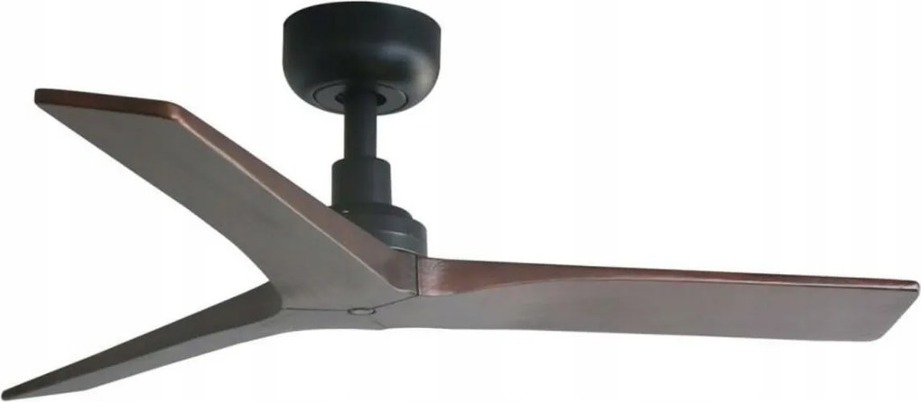 Faro Klim S mennyezeti ventilátor, fekete/diófa, 13 m², egyenáramú motor, távirányító