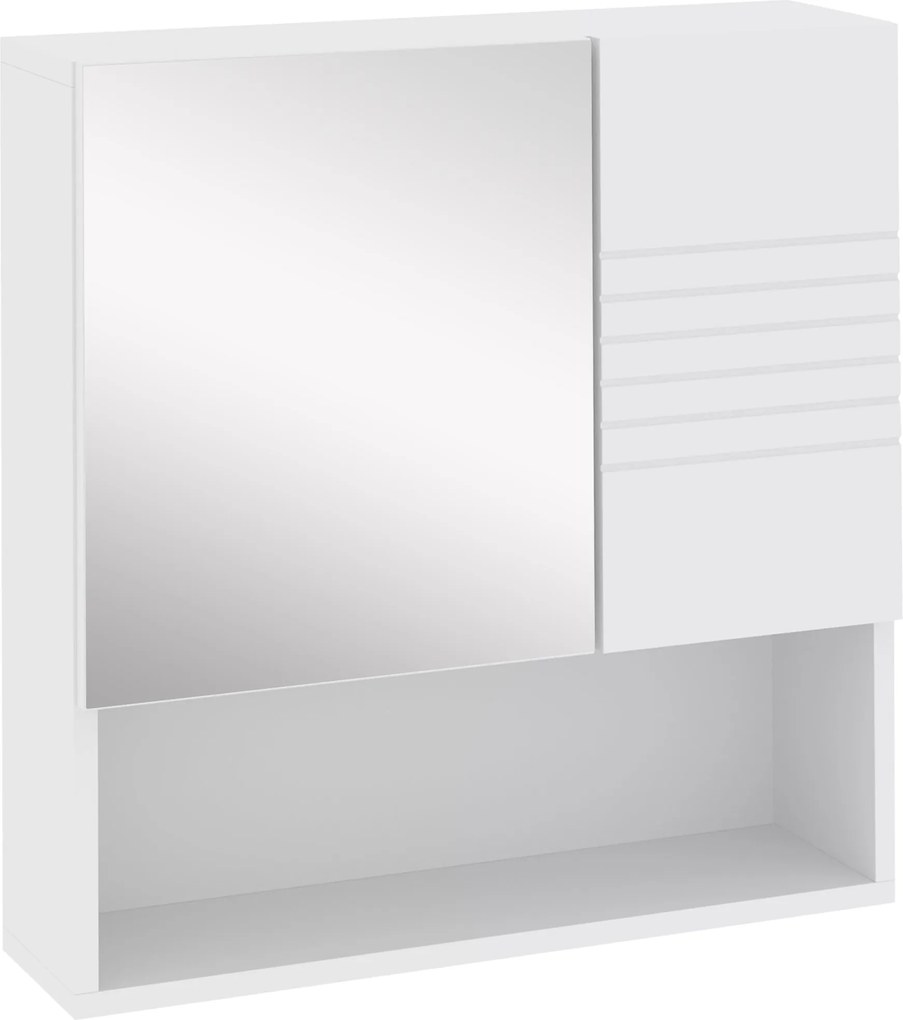 kleankin Fürdőszobai Tükörszekrény, Falra Szerelhető Fürdőszobai Szekrény, 54x15x55cm, Fehér | Aosom