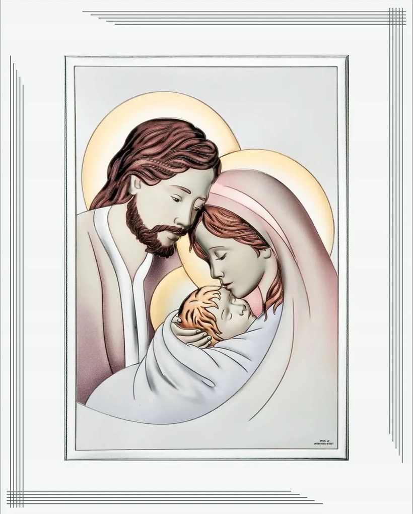 Szent Család ezüst modern vászonkép nappaliba Méret: 24x30 cm