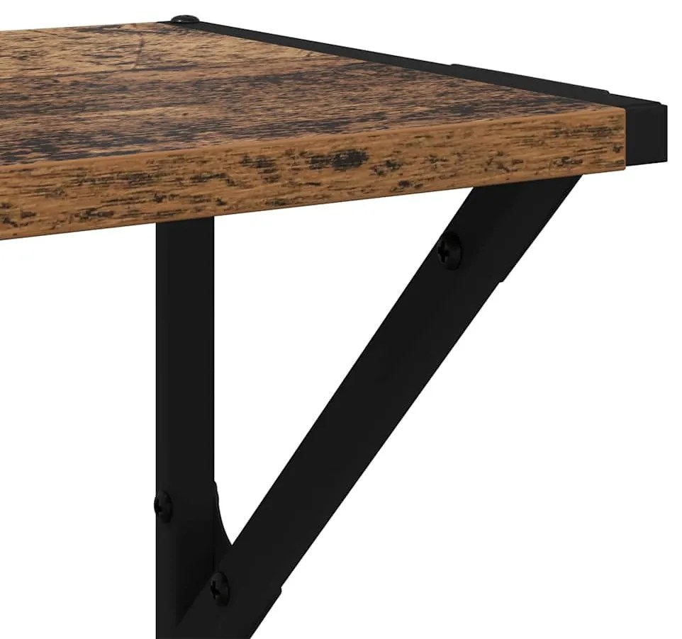 Falpolcok polcokkal 2 pcs Öreg fa 60 x 25 x 25,5 cm Faanyag