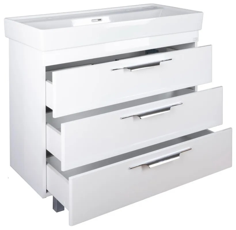 TMP TRIO 100D álló fürdőszobabútor - CeraStyle SHARP - 37600 DUPLA csaplyukas mosdóval - 100 x 48 cm
